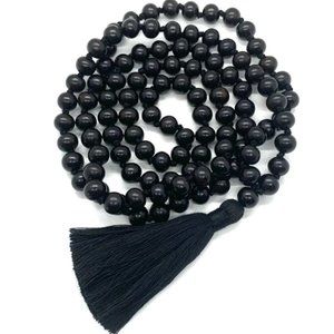 NWT FIVE STAR HIPPIE NECKLACE, BRACELET - EBONY MALA BEADS - YOGA, MEDITATION!